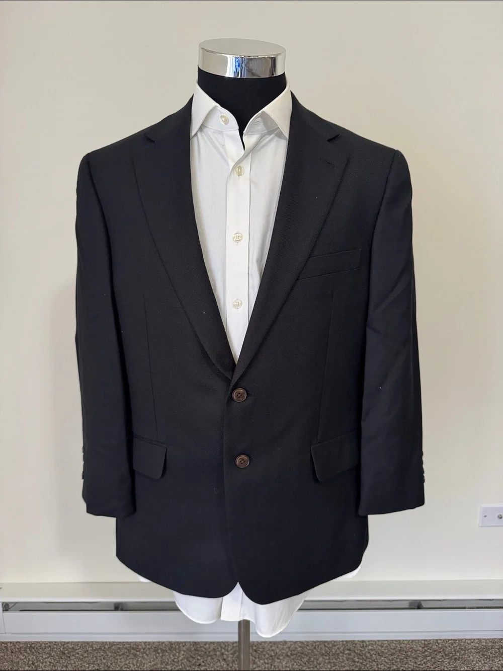 Joseph Abboud mens 42S black 2-button 100% wool Reda fabric sport coat EUC
